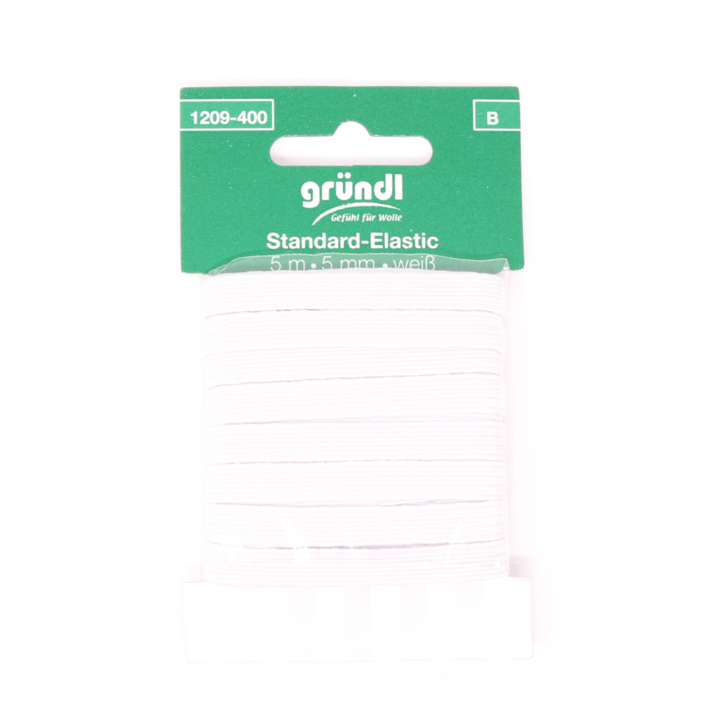 GRÜNDL | Standard Elastik mit 5mm Breite und 5m Länge in Weiß (1209-400)