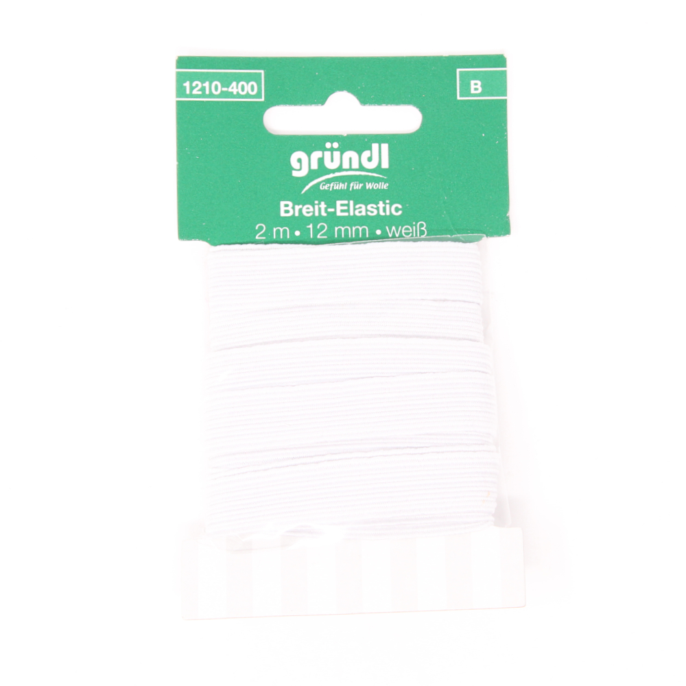 GRÜNDL | Standard Elastik mit 12mm Breite und 2m Länge in Weiß (1210-400)