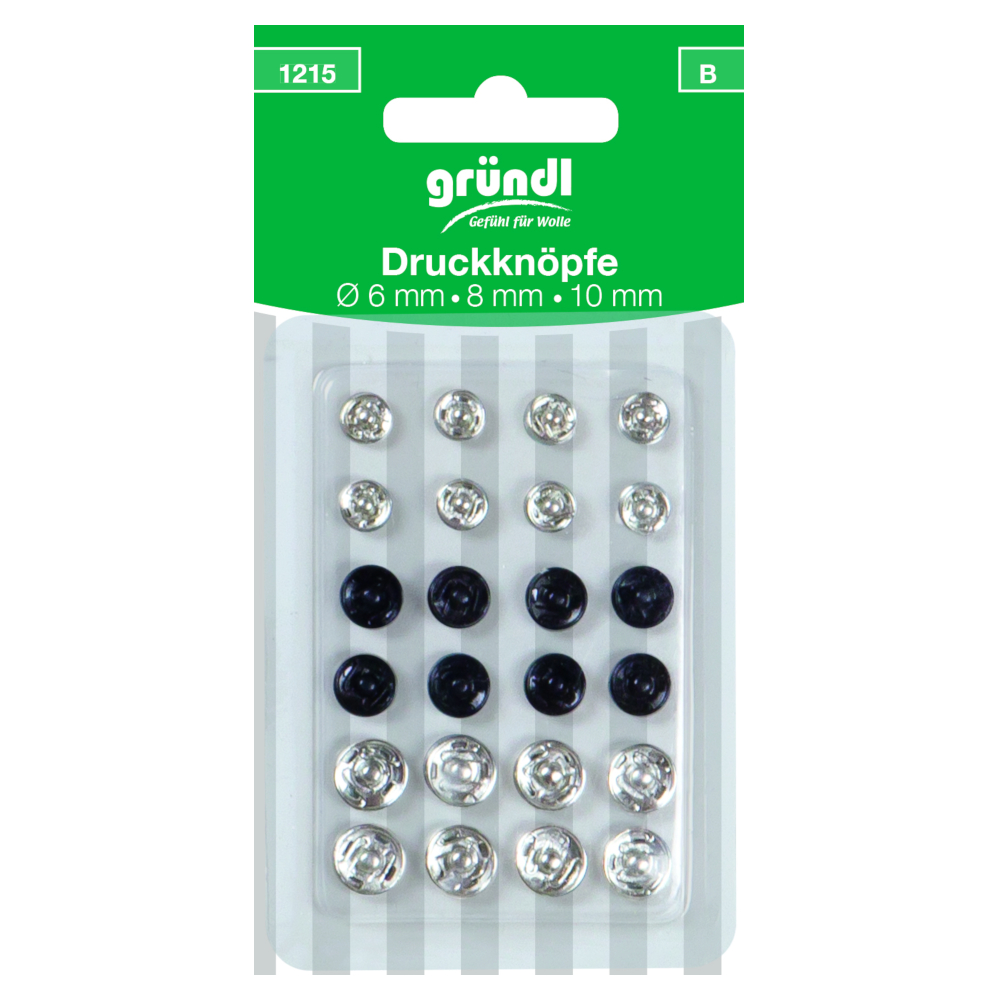GRÜNDL | 24 Druckknöpfe mit 6mm 8mm und 10mm Durchmesser