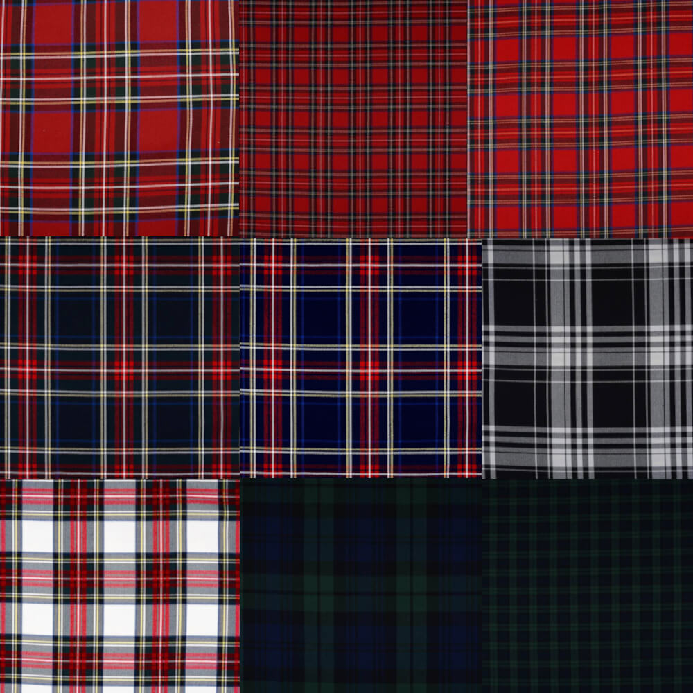 1m | Schottischer Tartan Stretch-Stoff, 145 cm breit in verschiedenen Muster-Farben