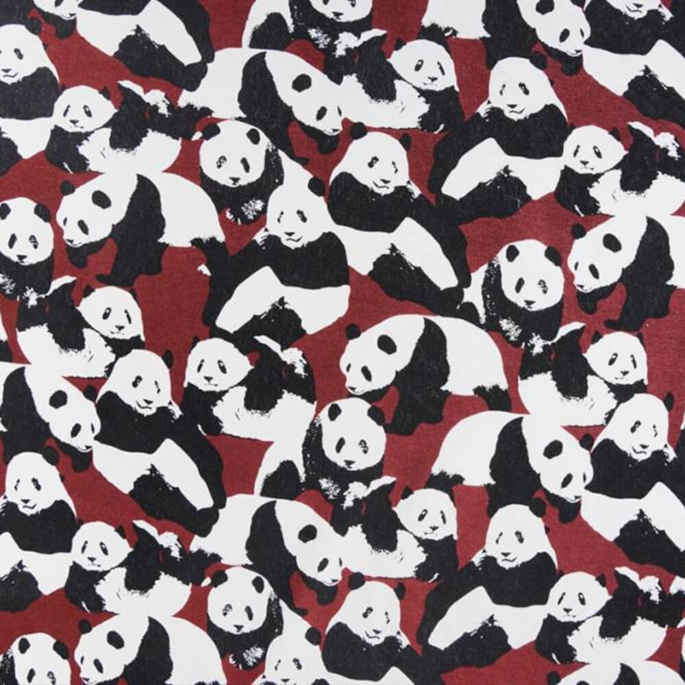 1m | Alpenfleece 150cm in Bordeaux mit Pandabären