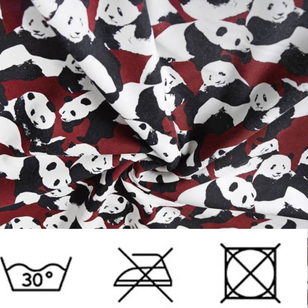 1m | Alpenfleece 150cm in Bordeaux mit Pandabären
