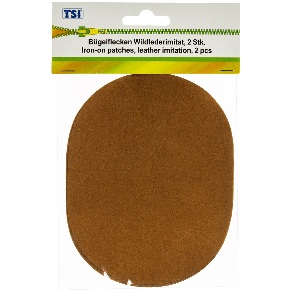 TSI | 2 Bügelflicken 10x13 cm aus Wildlederimitat in Braun