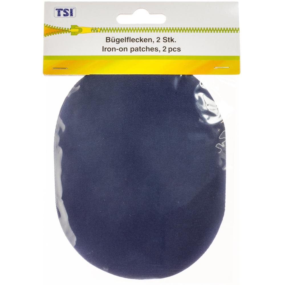 TSI | 2 Jeans Bügelflicken in ovaler Form aus 100% Baumwolle in Blau